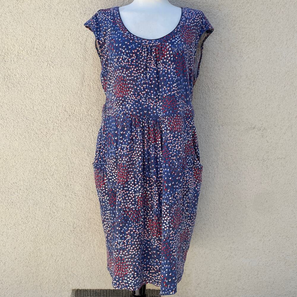 Boden Margot Jersey Blue Fireworks America Floral Dress Size 14R
